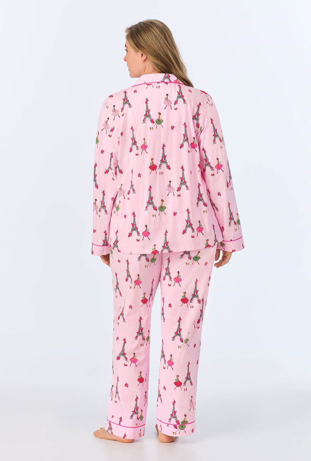 Tres Chic Long Sleeve Classic Stretch Jersey PJ Set