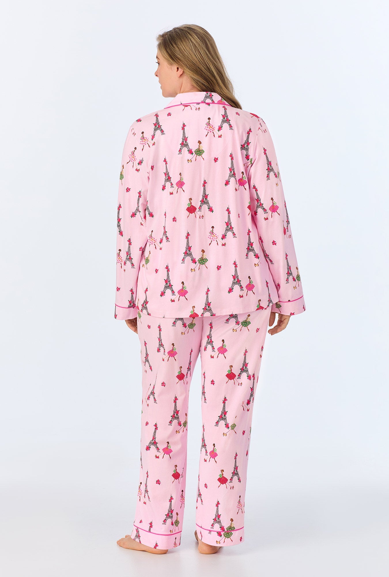 Tres Chic Long Sleeve Classic Stretch Jersey PJ Set