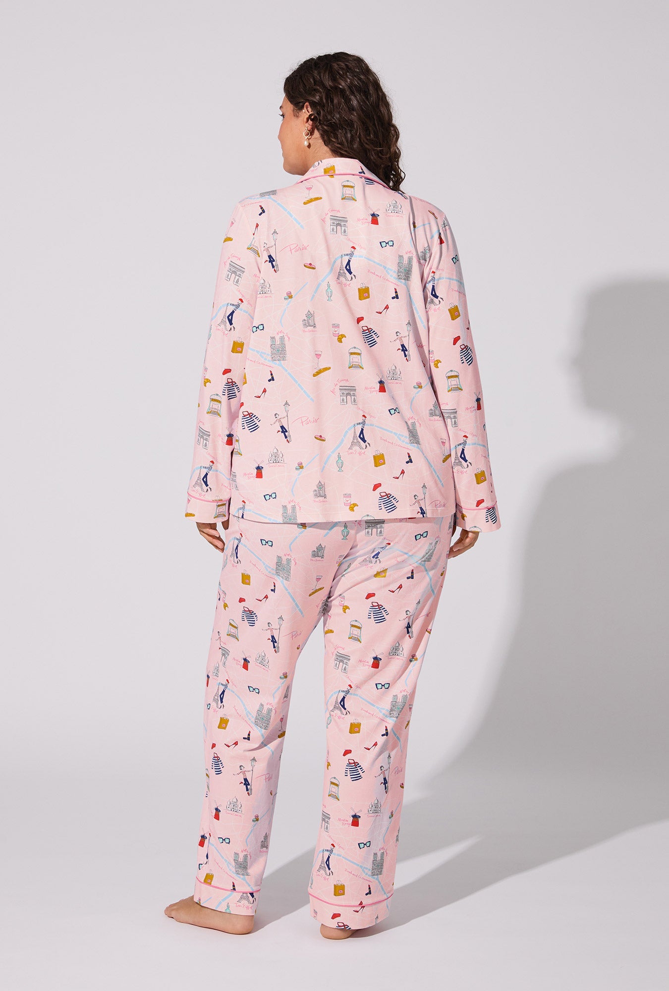 48 Hrs In Paris Long Sleeve Classic Stretch Jersey PJ Set