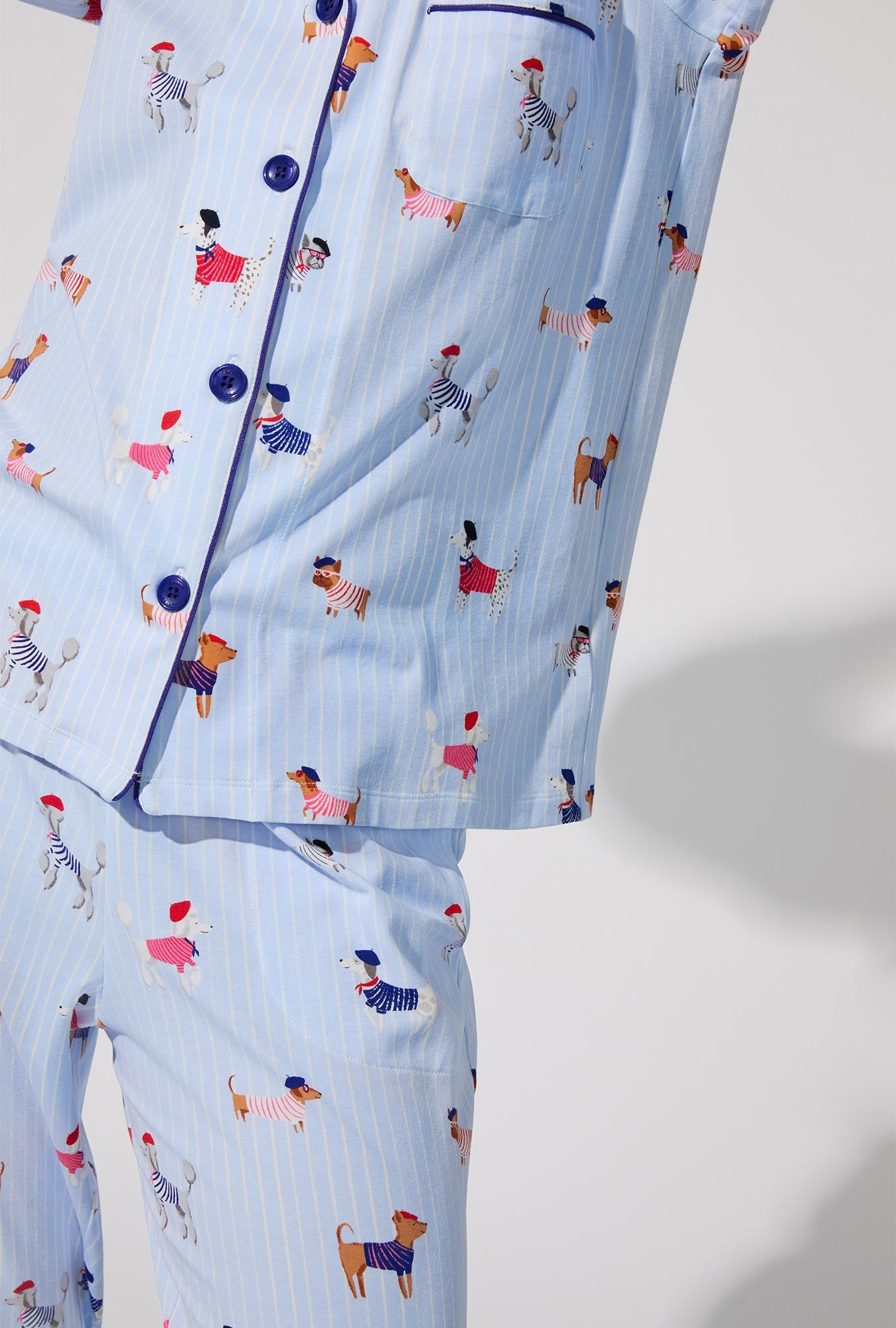 French Pups Long Sleeve Classic Stretch Jersey PJ Set