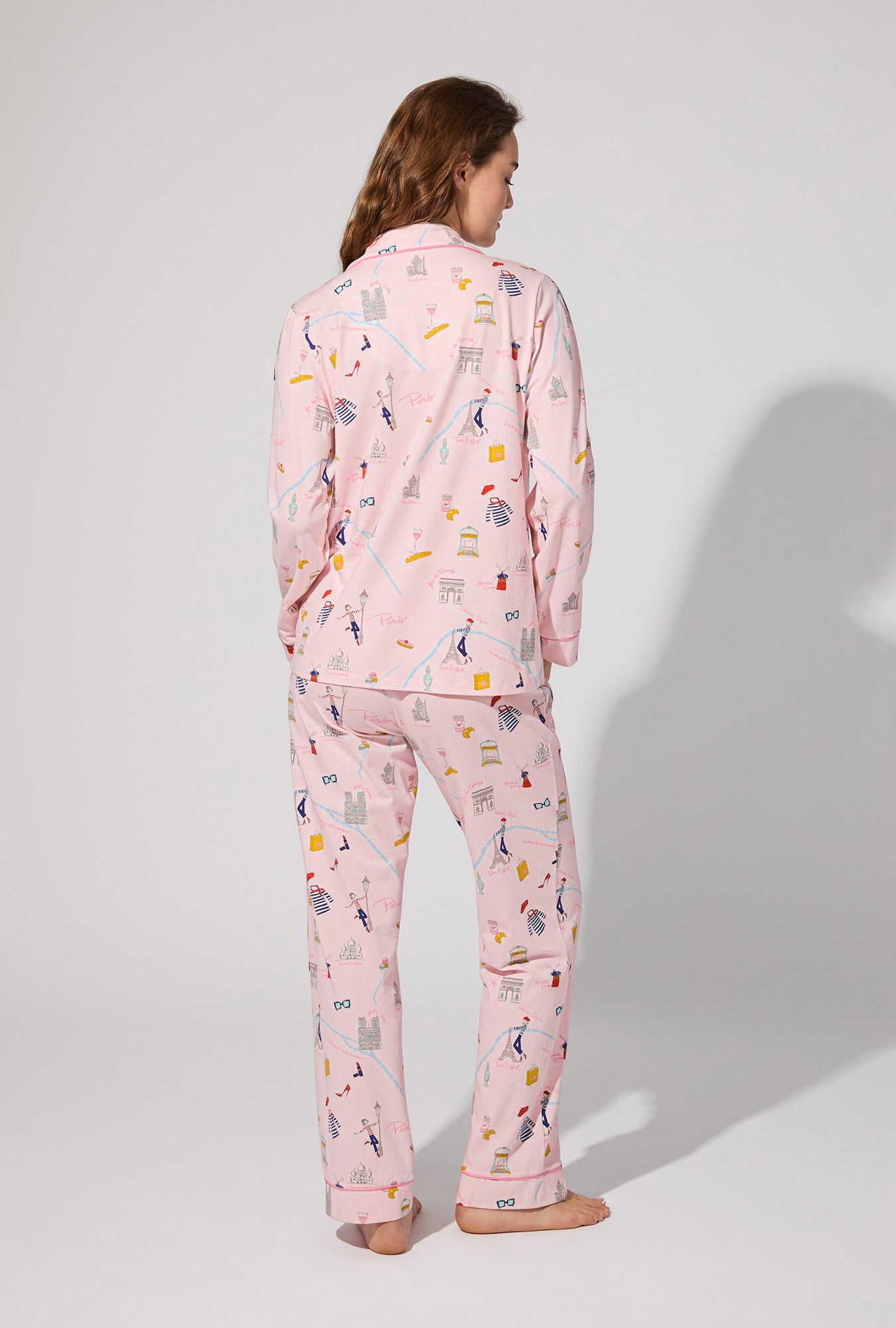 48 Hrs In Paris Long Sleeve Classic Stretch Jersey PJ Set