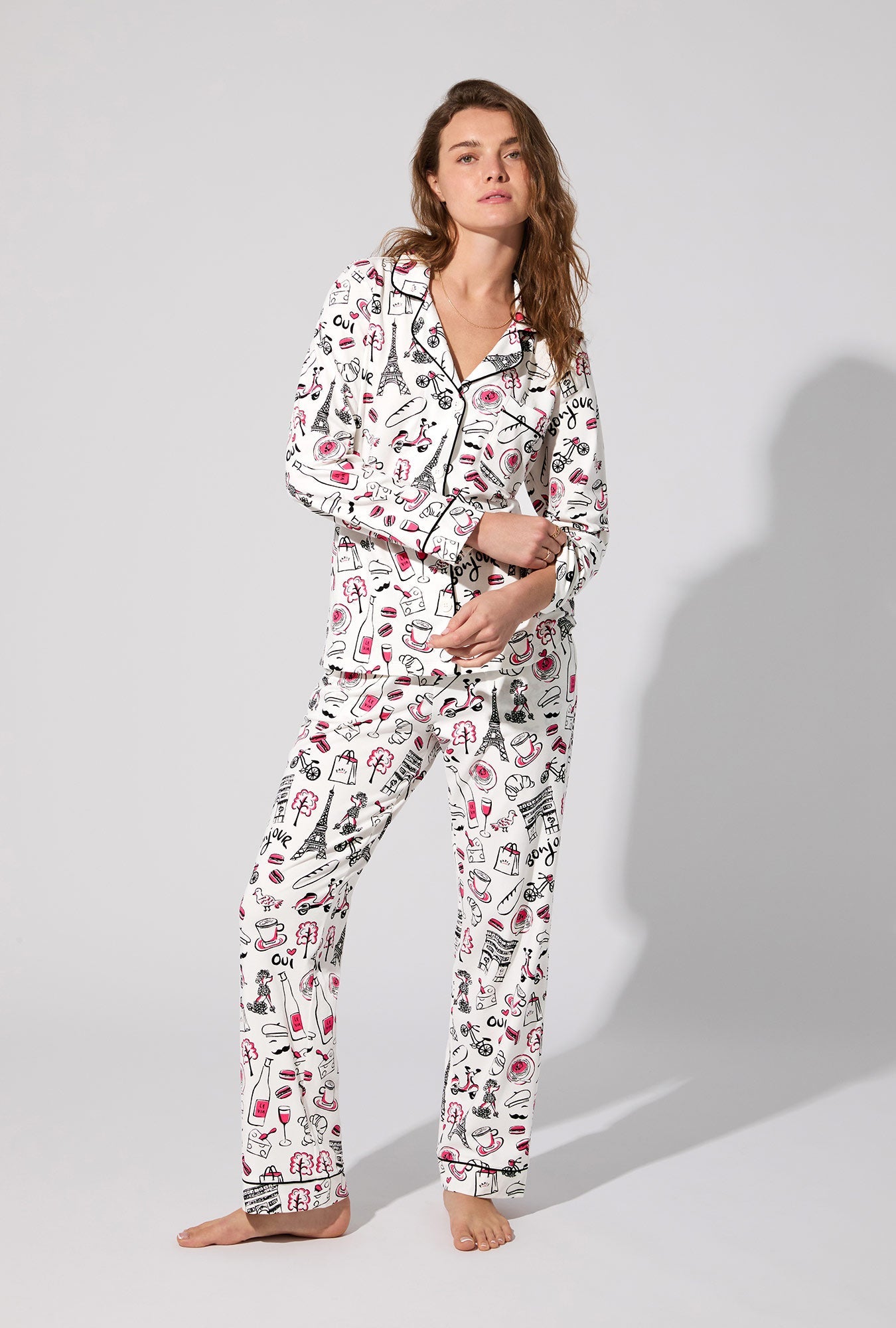 Bonjour Paris Long Sleeve Classic Stretch Jersey PJ Set