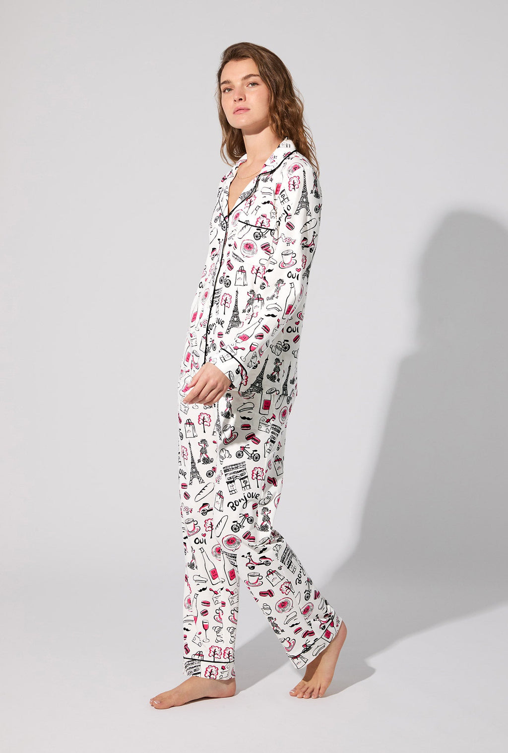 Bonjour Paris Long Sleeve Classic Stretch Jersey PJ Set
