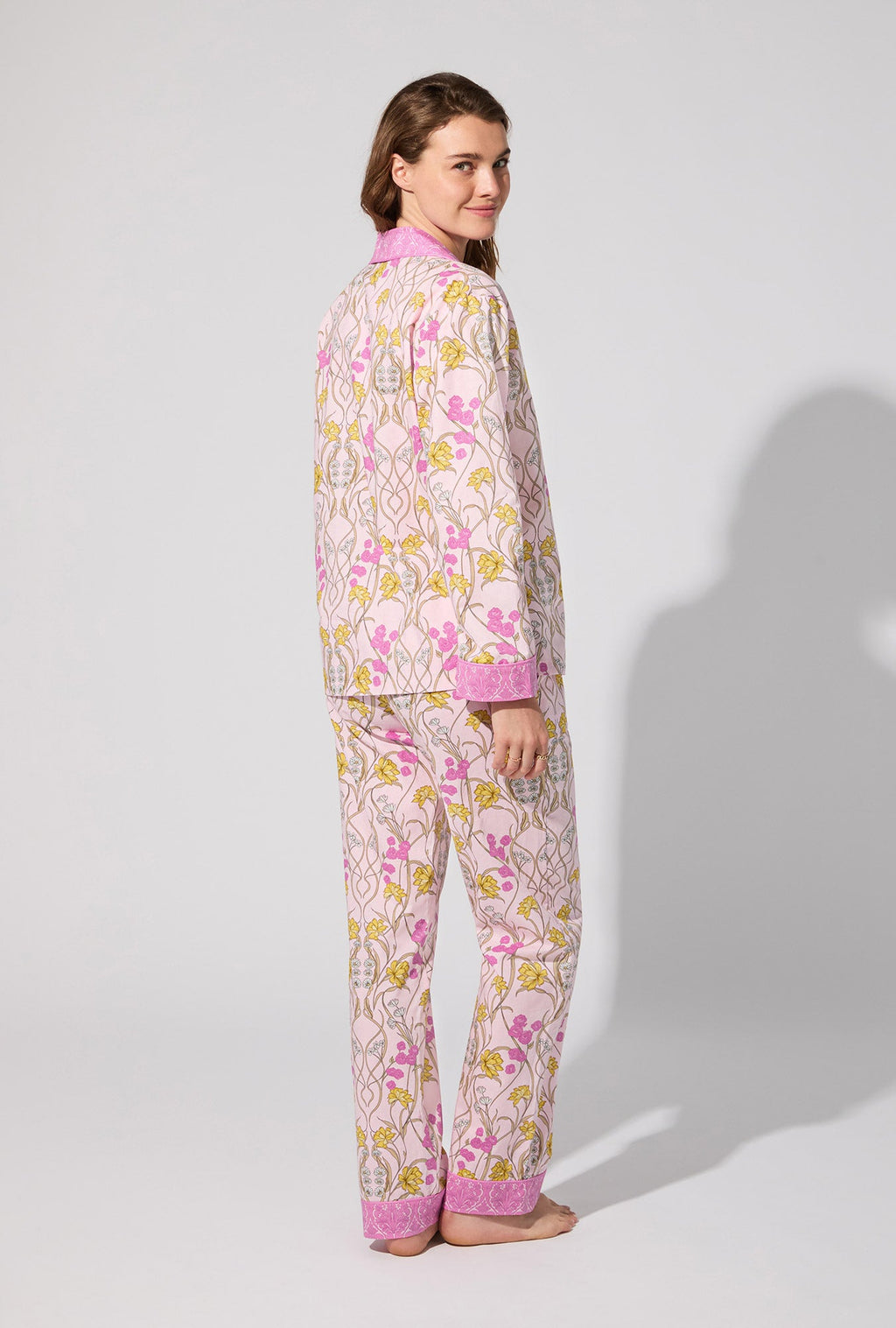 Fleur Nouveau Long Sleeve Classic Woven Cotton Poplin PJ set