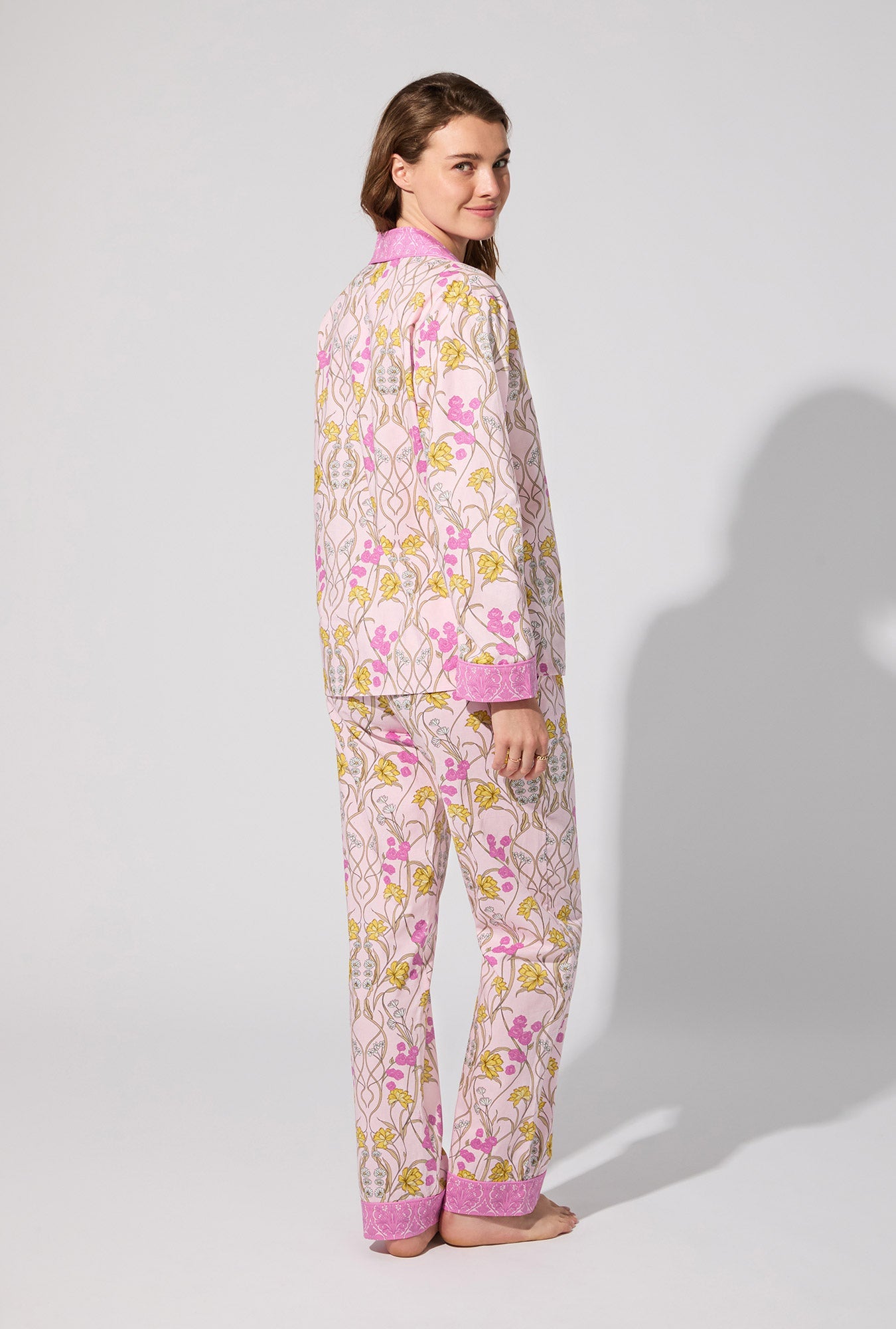 Fleur Nouveau Long Sleeve Classic Woven Cotton Poplin PJ set