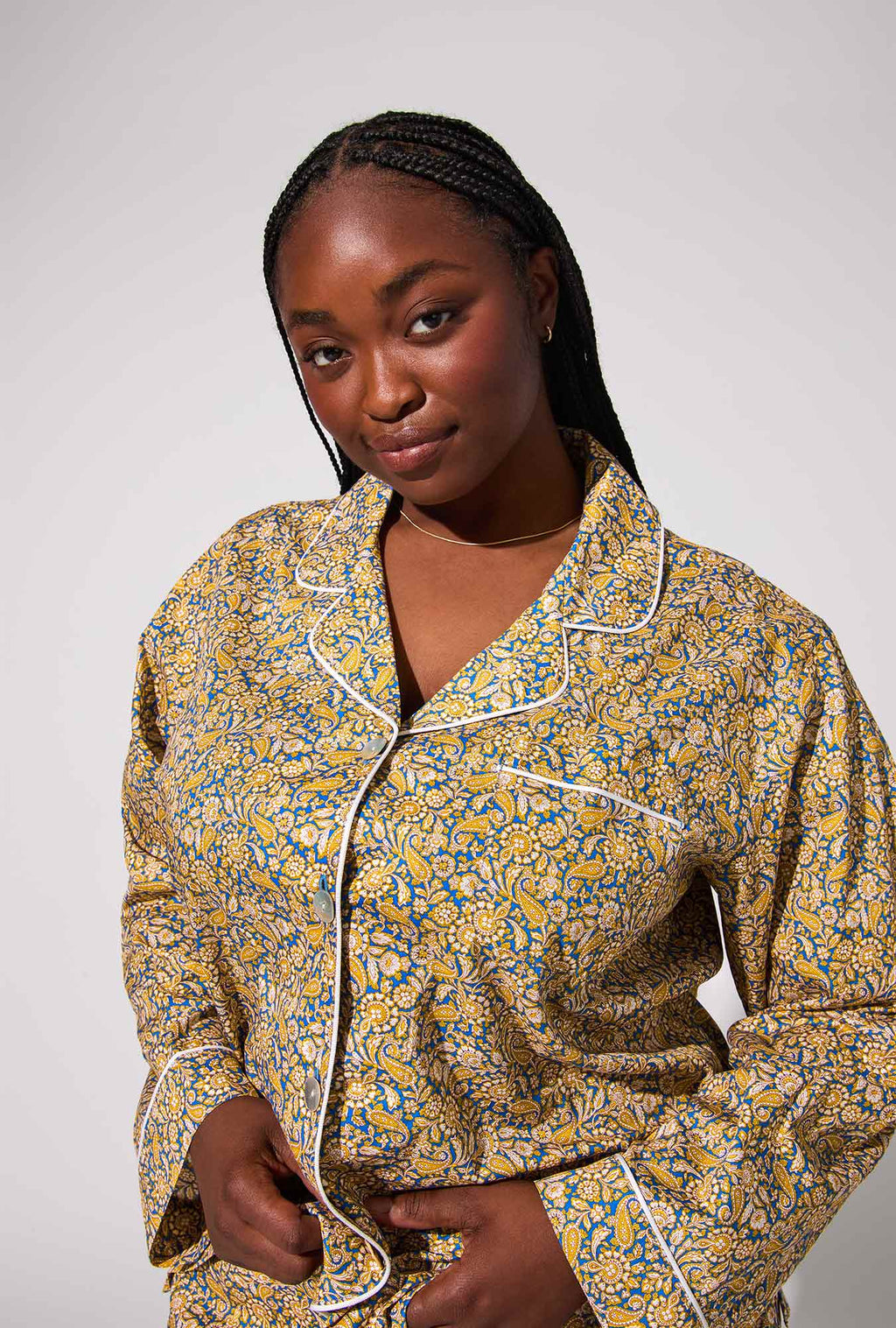 Theodore Manor Long Sleeve Classic Woven Tana Lawn® PJ Set Made With Liberty Fabric