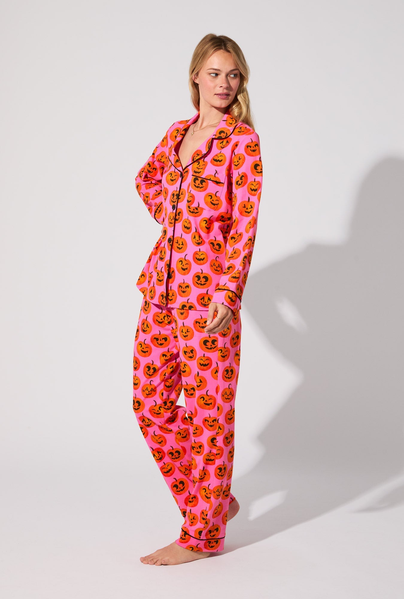 Jolly Jack-O-Lanterns Long Sleeve Classic Stretch Jersey PJ Set
