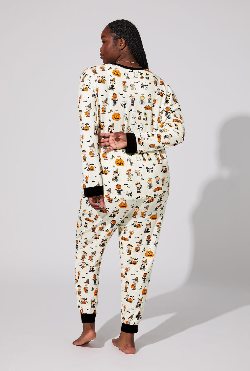 Peanuts® Snoopy's Halloween Long Sleeve Pullover Crew and Jogger Stretch Jersey PJ Set