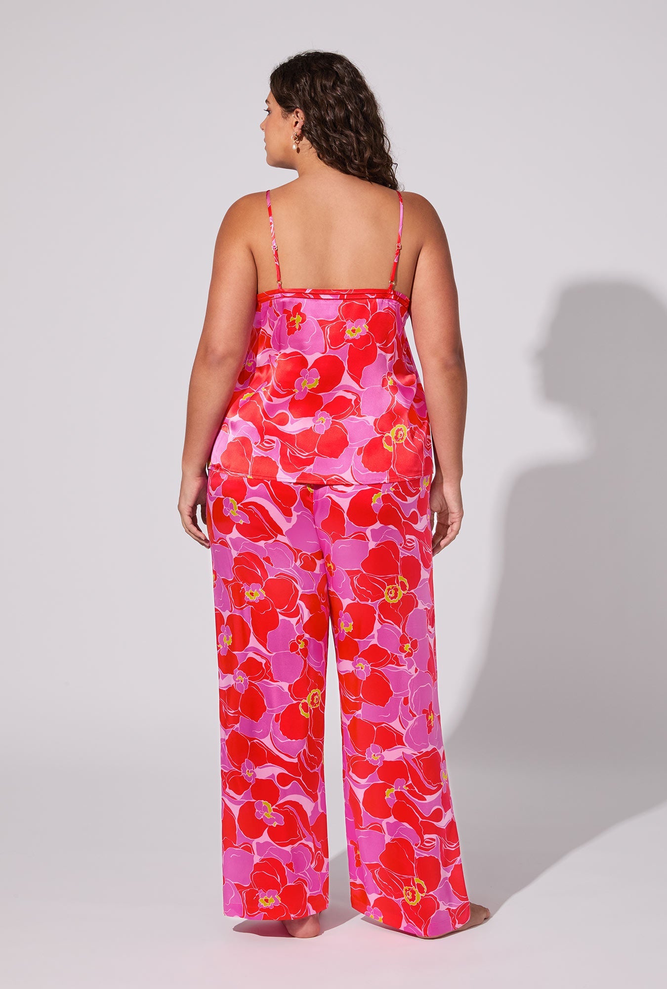 BedHead X Trina Turk Winter Orchids Cami Tank Woven Washable Silk Long PJ Set