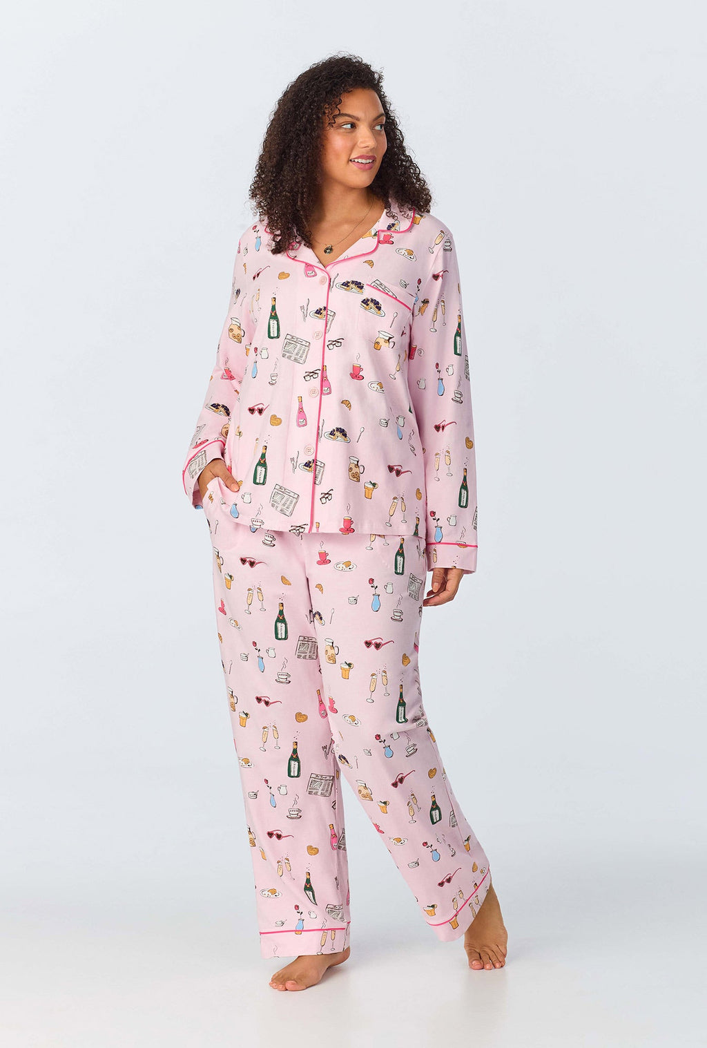 Let's Do Brunch Long Sleeve Classic Stretch Jersey PJ Set