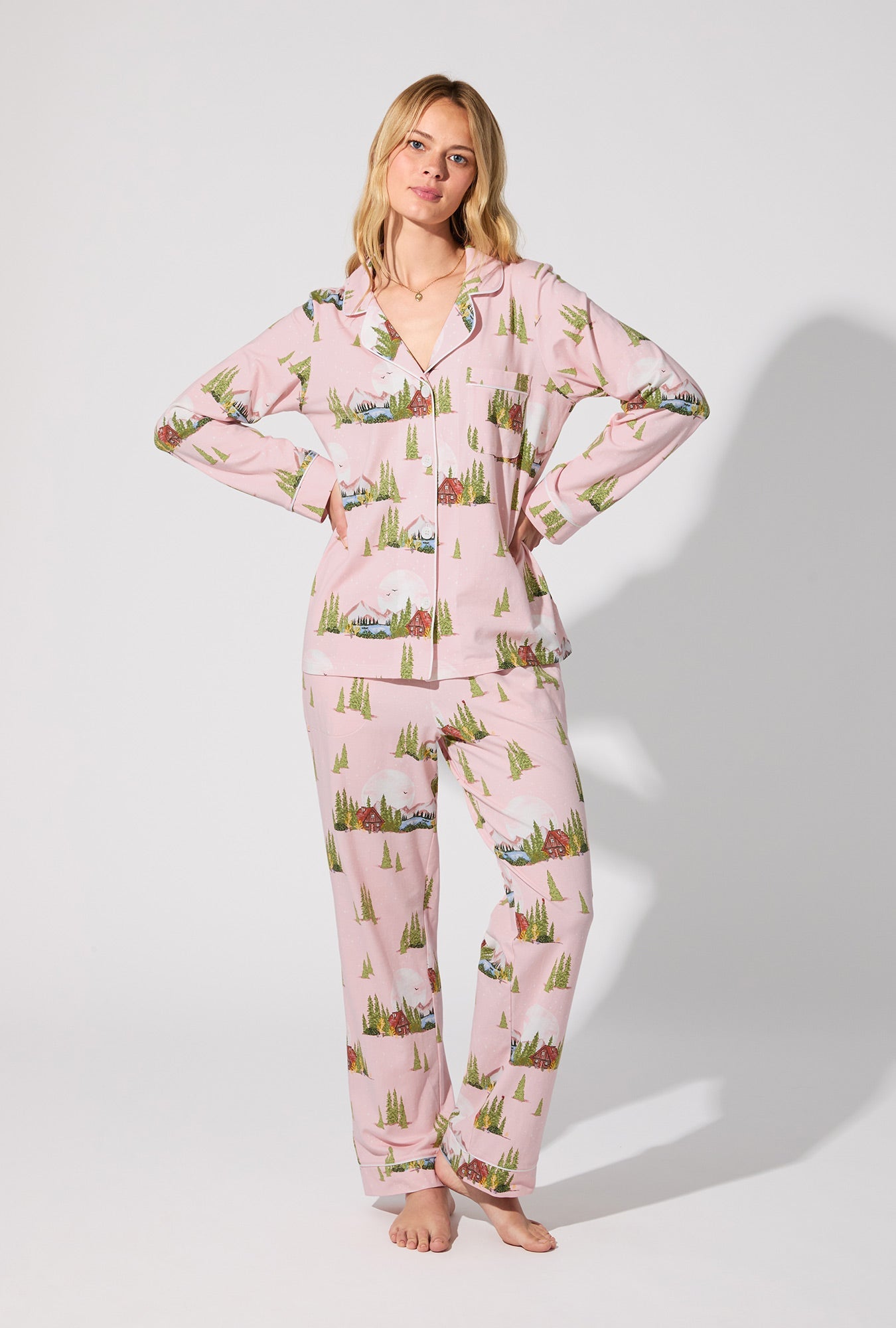 Pine Lake  Long Sleeve Classic Stretch Jersey PJ Set