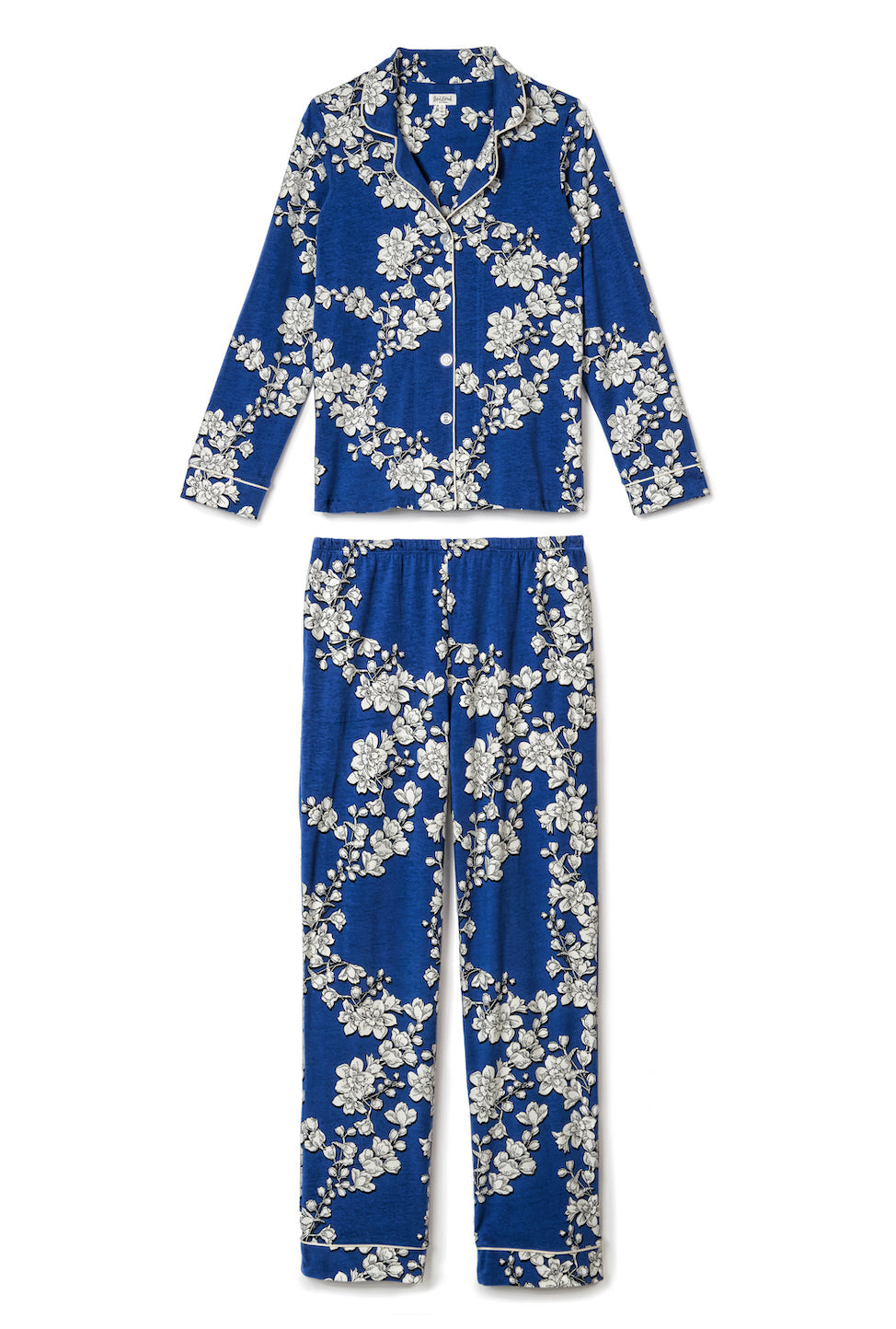 Navy Shadow Blossom Long Sleeve Classic Stretch Jersey PJ Set