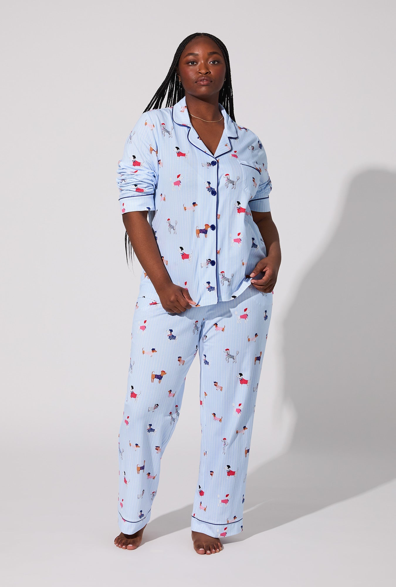 French Pups Long Sleeve Classic Stretch Jersey PJ Set