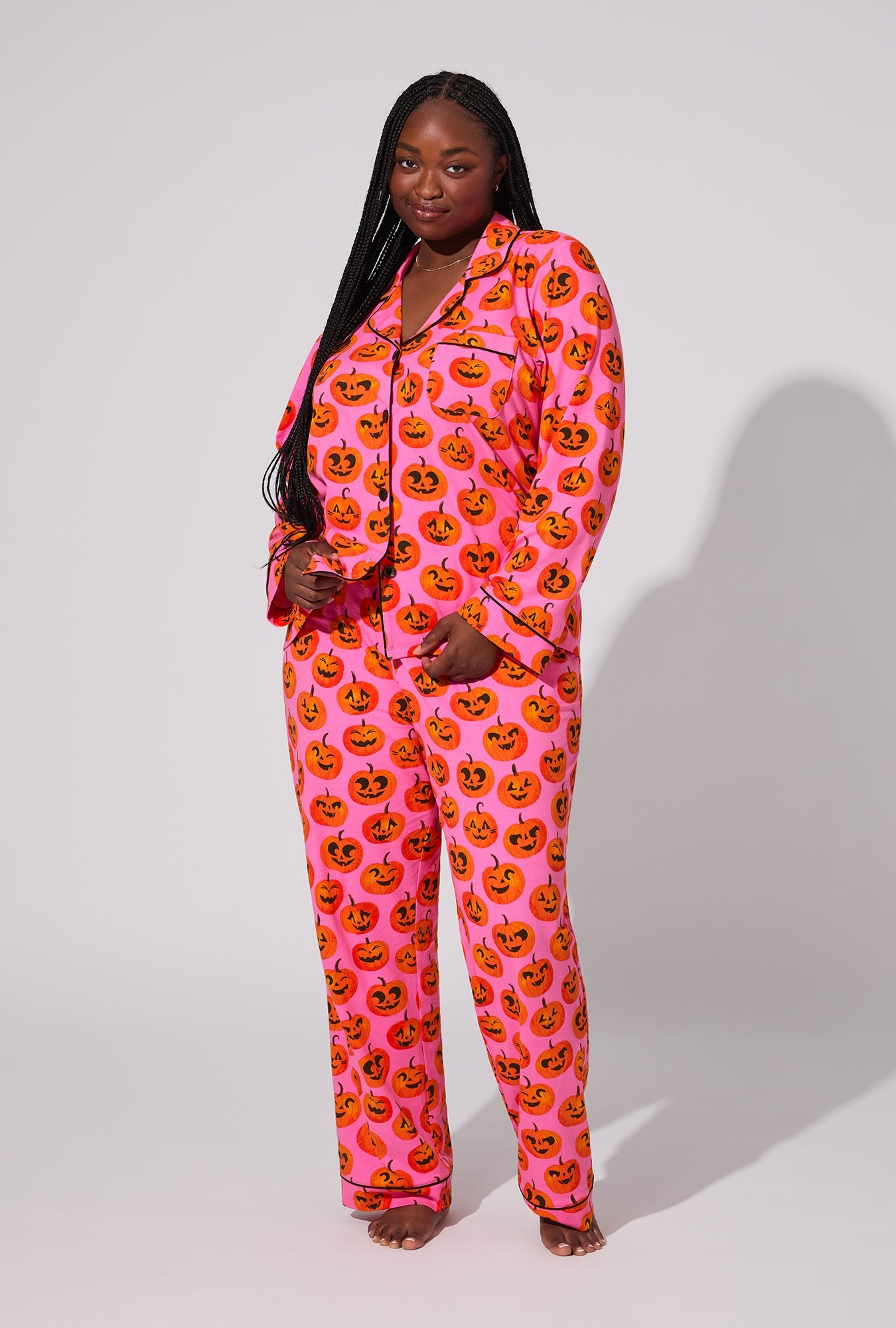 Jolly Jack-O-Lanterns Long Sleeve Classic Stretch Jersey PJ Set