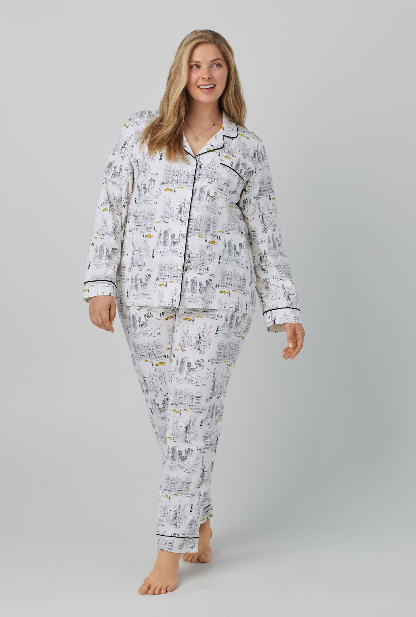 City That Never Sleeps Long Sleeve Classic Stretch Jersey PJ Set